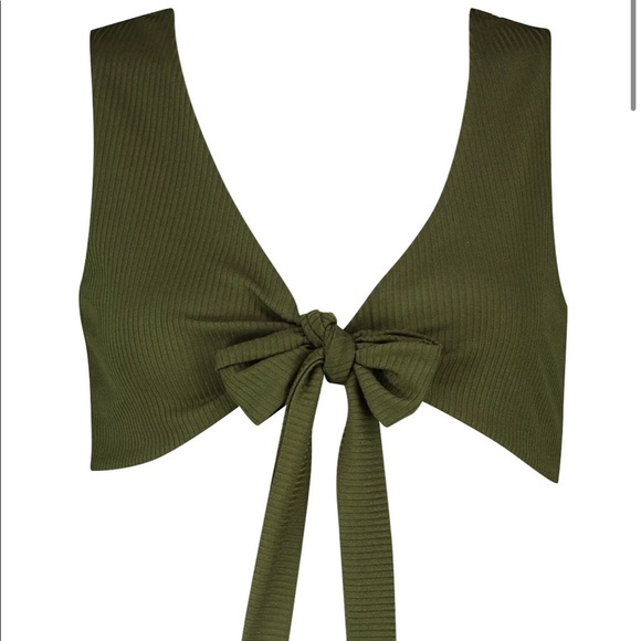 Petite tie front rib bikini top - Picture 2 of 6